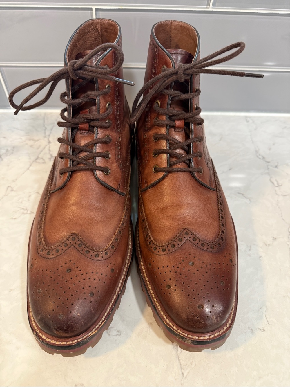 Warfield & Grand Brown Leather Wingtip Chukka Boots